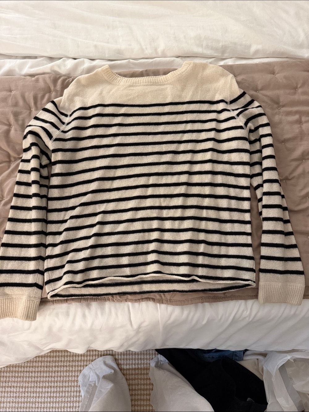 Reformation Striped Boyfriend Cashmere Sweater